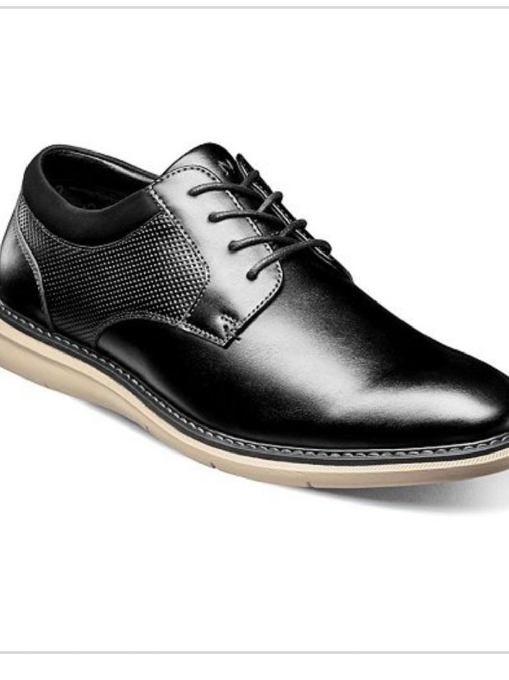 Nunn Bush Black Leather Derby with Contrasting Cream Sole